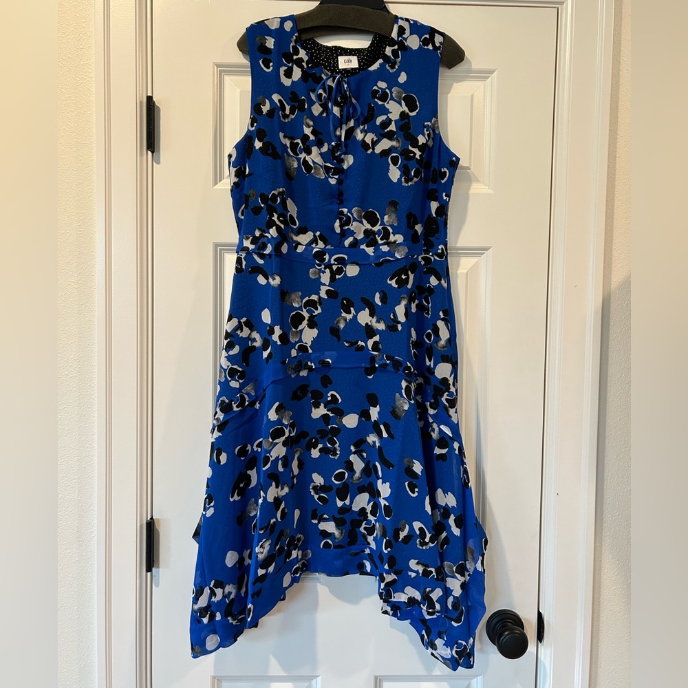 CAbi Blue Floral Print Sleeveless Dress